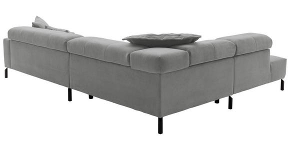 ECKSOFA Grau Feincord Rücken echt, Kopfteilverstellung, Sitzvorzug  - Schwarz/Grau, KONVENTIONELL, Textil/Metall (219/311cm) - Hom`in