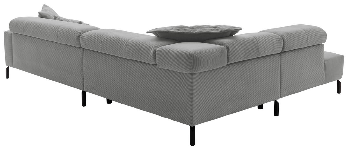 ECKSOFA in Feincord Grau  - Schwarz/Grau, Konventionell, Textil/Metall (219/311cm) - Hom`in