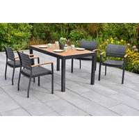 GARTENTISCHGRUPPE Aluminium  - Graphitfarben/Naturfarben, KONVENTIONELL, Kunststoff/Textil (55/84/61cm) - Gardenson