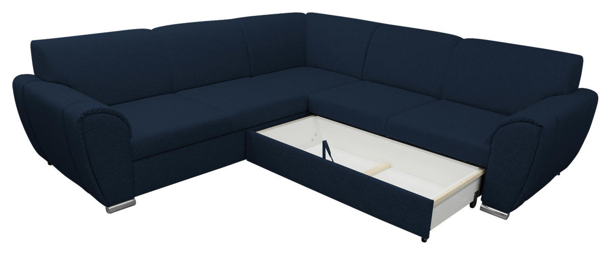 ECKSOFA in Flachgewebe Dunkelblau  266/266 cm  - Silberfarben/Dunkelblau, Design, Kunststoff/Textil (266/266cm) - Livetastic