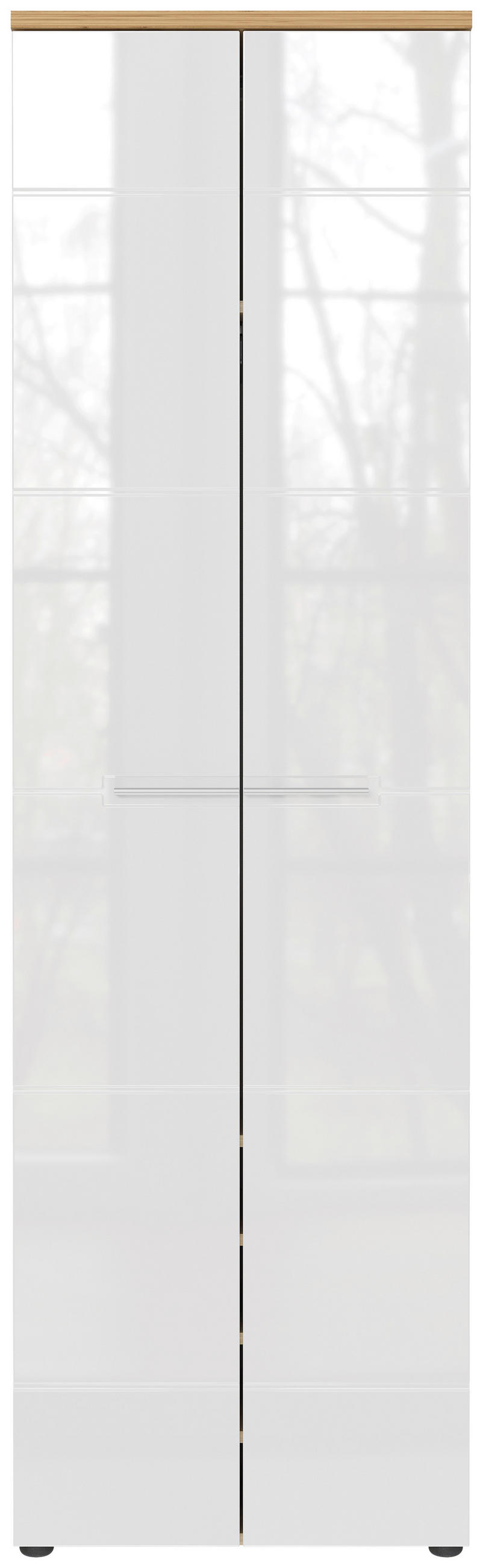 GARDEROBENSCHRANK in 60/200/41 cm - Weiß Hochglanz/Eichefarben, MODERN, Holzwerkstoff/Metall (60/200/41cm) - Germania