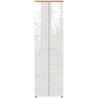 GARDEROBENSCHRANK  in 60/200/41 cm  - Weiß Hochglanz/Eichefarben, MODERN, Holzwerkstoff/Metall (60/200/41cm) - Germania