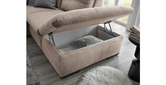 ECKSOFA  in Mikrovelours Creme  - Creme/Schwarz, KONVENTIONELL, Kunststoff/Textil (265/217cm) - Carryhome