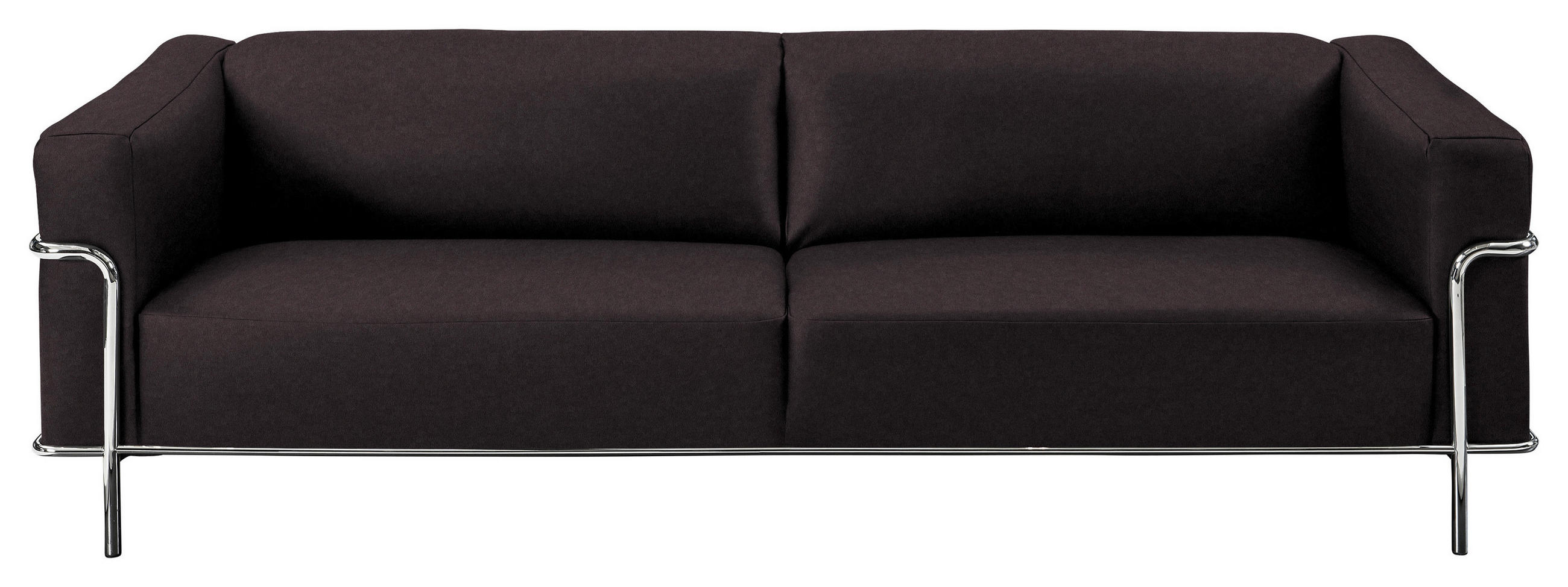 3-SITZER-SOFA in Echtleder Dunkelbraun  - Chromfarben/Dunkelbraun, Design, Leder/Metall (236/67/96cm) - Johann Jakob