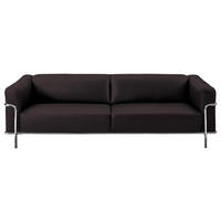 3-SITZER-SOFA in Echtleder Dunkelbraun  - Chromfarben/Dunkelbraun, Design, Leder/Metall (236/67/96cm) - Johann Jakob