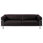 3-SITZER-SOFA in Echtleder Dunkelbraun  - Chromfarben/Dunkelbraun, Design, Leder/Metall (236/67/96cm) - Johann Jakob