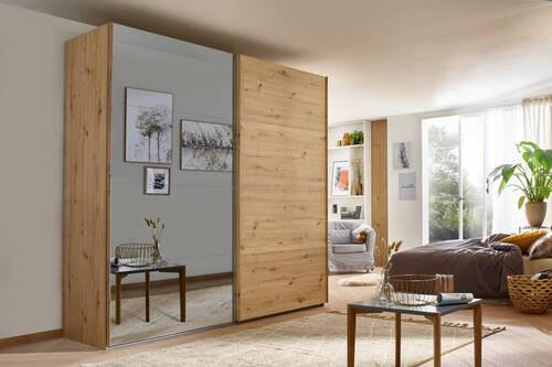 SCHWEBETÜRENSCHRANK in Eiche Artisan  - Eiche Artisan, Design, Glas/Holzwerkstoff (271/223/68cm) - Xora