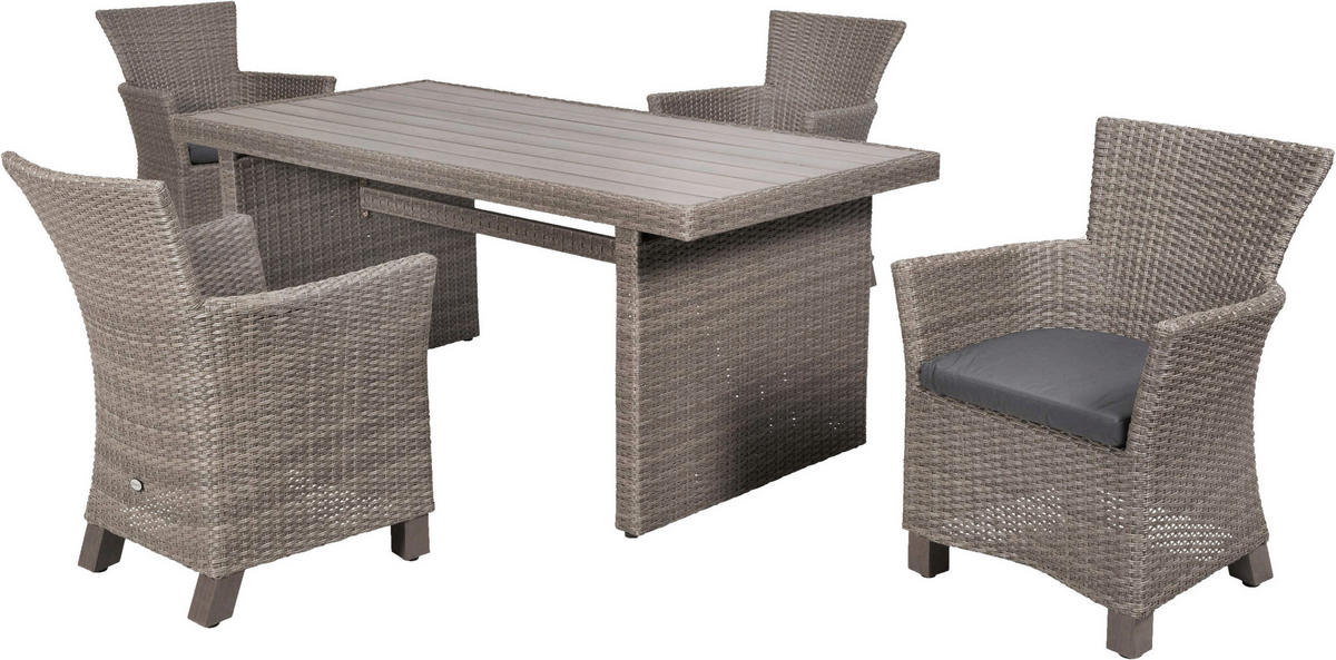 GARTENTISCHGRUPPE AkazieHartholz Aluminium  - Grau, KONVENTIONELL, Holz/Kunststoff - Gardenson