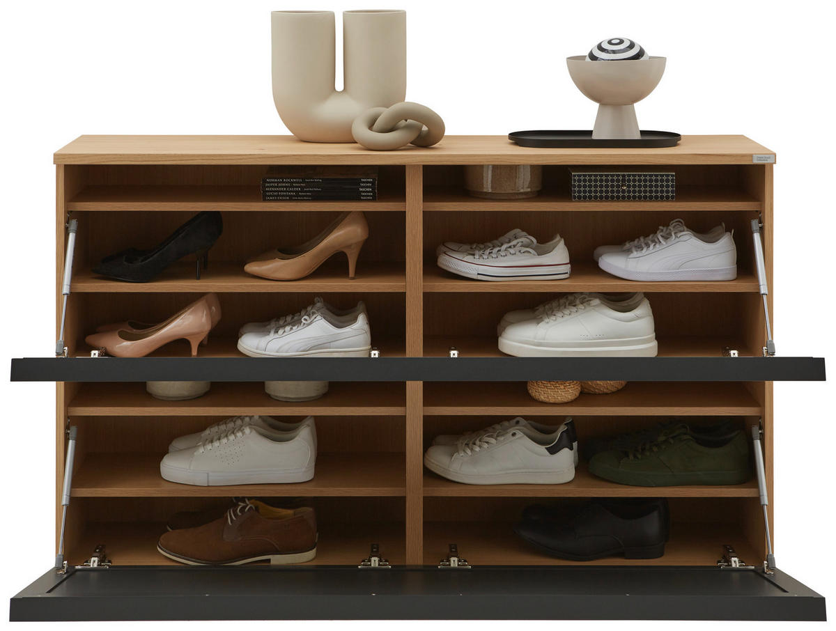 SCHUHKIPPER  in 140/83/31 cm  - Weiss/Eichefarben, Design, Glas/Holz (140/83/31cm) - Dieter Knoll