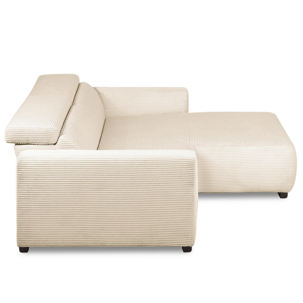 ECKSOFA RENO Beige Cord Relaxfunktion, Kopfteilverstellung  - Beige/Schwarz, Design, Kunststoff/Textil (248/184cm) - Livetastic