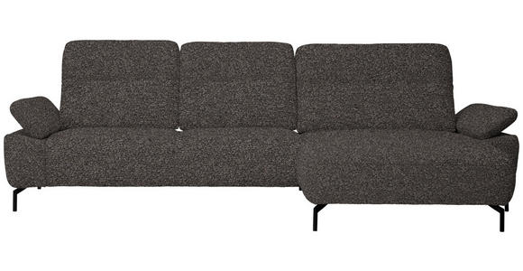 ECKSOFA in Chenille, Flachgewebe Dunkelgrün, Graubraun  - Dunkelgrün/Graubraun, Design, Textil/Metall (318/165cm) - Xora