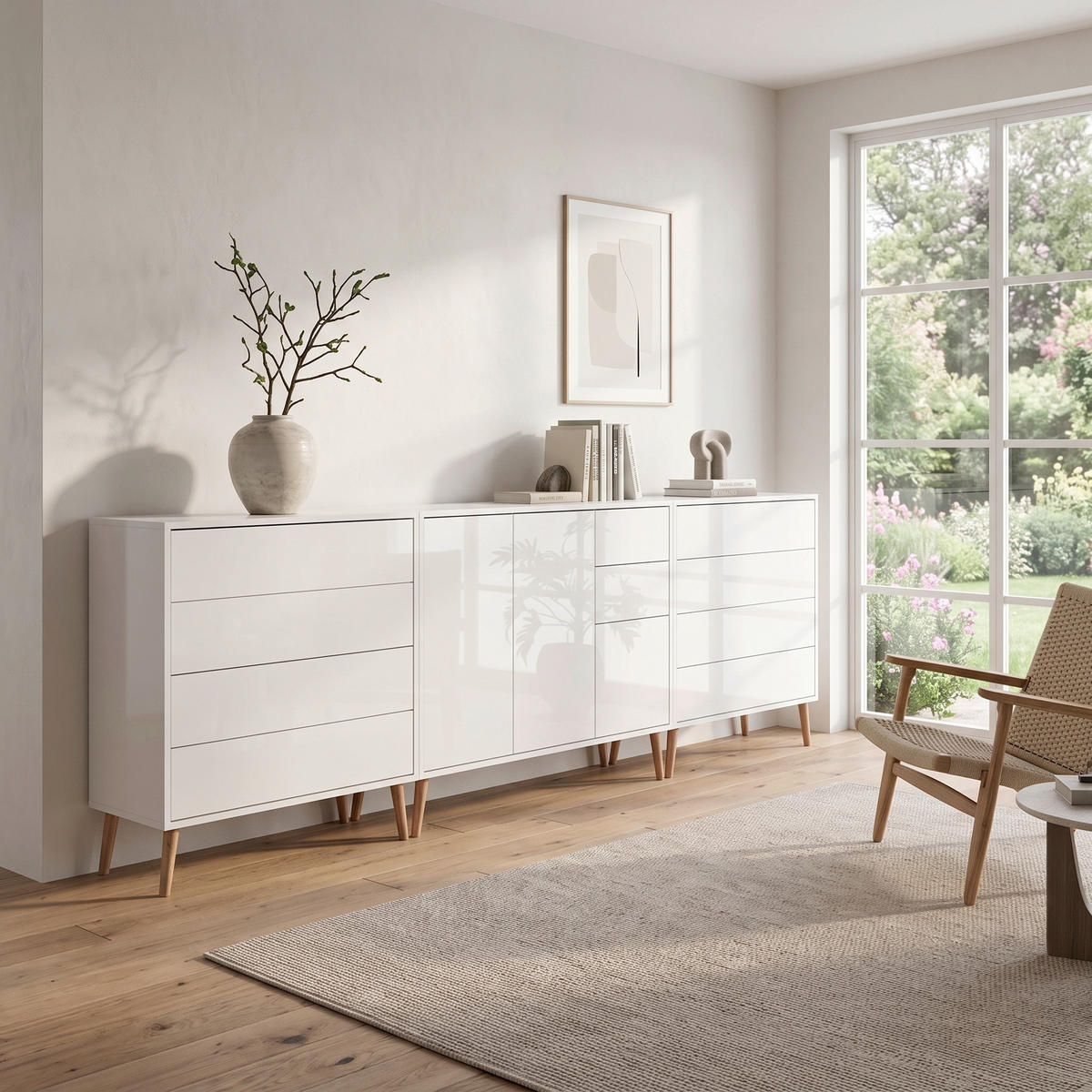 SIDEBOARD   - Weiß Hochglanz/Weiß, MODERN, Holz/Holzwerkstoff (263,5/86/33cm) - MID.YOU