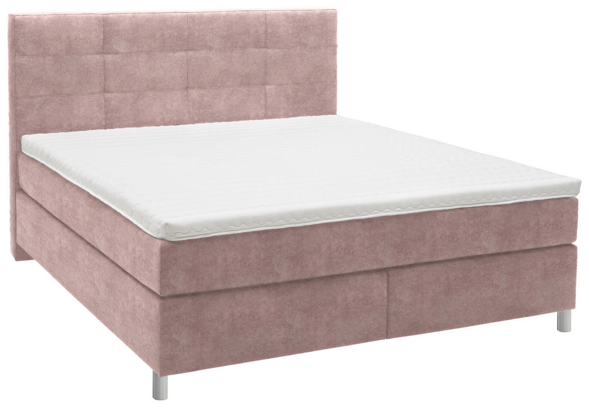BOXSPRINGBETT 180/200 cm  in Altrosa  - Chromfarben/Altrosa, KONVENTIONELL, Kunststoff/Textil (180/200cm) - Voleo