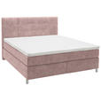 BOXSPRINGBETT 180/200 cm  in Altrosa  - Chromfarben/Altrosa, KONVENTIONELL, Kunststoff/Textil (180/200cm) - Voleo