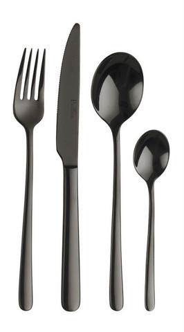 BESTECKSET SKY  16-teilig  - Schwarz, Basics, Metall (25,5/7/5,3cm) - Pintinox