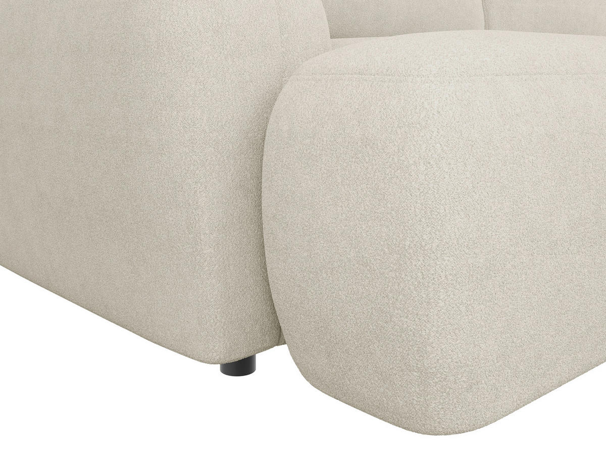 3-SITZER-SOFA Sevilla Plus Bouclé Creme  - Creme/Schwarz, Design, Kunststoff/Textil (256/93/120cm) - MID.YOU