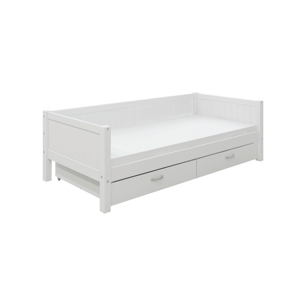 BETT 90/200 cm,  in Weiß, Rollrost, Bettschubladen  - Weiß, MODERN, Holz (90/200cm) - Chameo