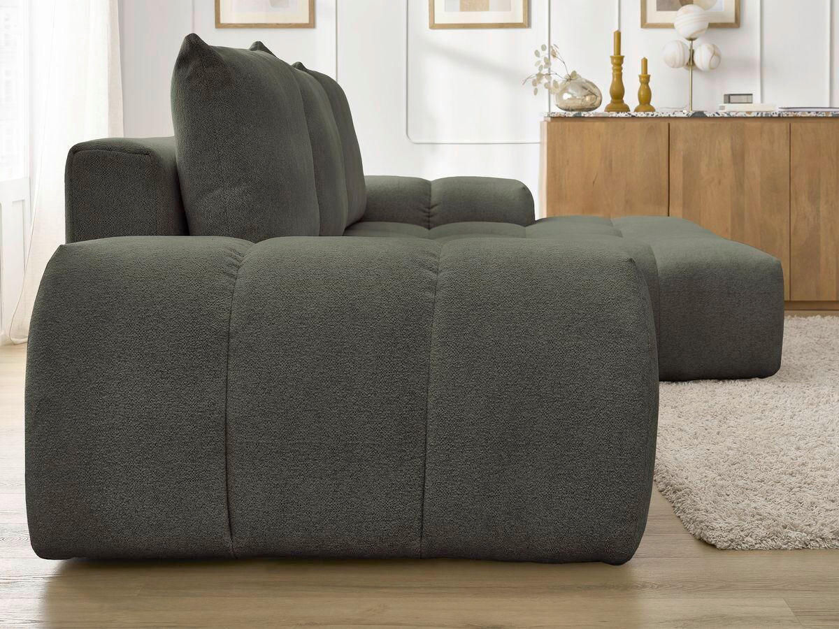 ECKSCHLAFSOFA EVEREST  mit Rücken echt, Armteil links, Armteil rechts Flachgewebe Grün  - Schwarz/Grün, MODERN, Kunststoff/Textil (318/180cm) - Livetastic