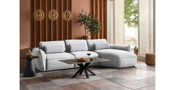 ECKSOFA  in Chenille Weiß  340/190 cm  - Greige/Schwarz, Design, Kunststoff/Textil (340/190cm) - Belluti