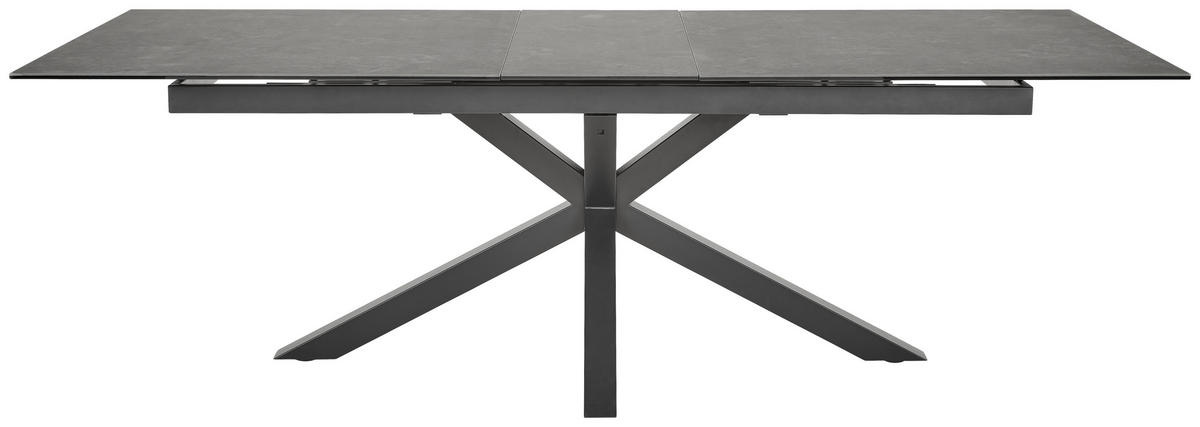 ESSTISCH in Metall, Glas, Keramik 200-240/99,6/76 cm  - Dunkelgrau/Schwarz, Design, Glas/Keramik (200-240/99,6/76cm) - home24