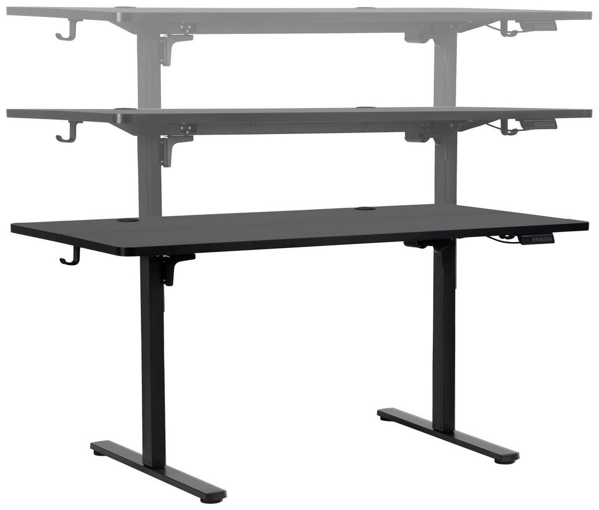 SCHREIBTISCH 160/80/72/118 cm Schwarz höhenverstellbar elektrisch höhenverstellbar  - Schwarz, Modern, Holzwerkstoff/Metall (160/80/72/118cm) - Livetastic