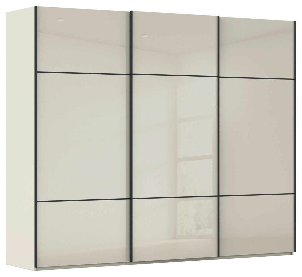 SCHWEBETÜRENSCHRANK 301/223/68 cm 3-türig Champagner  - Champagner/Schwarz, KONVENTIONELL, Glas/Holzwerkstoff (301/223/68cm) - Novel