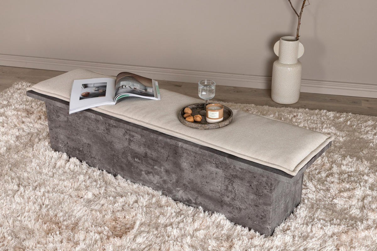 SITZBANK 160/45/40 cm Textilgeflecht Grau, Weiß furniert  - Weiß/Grau, Design, Textil (160/45/40cm) - Livetastic
