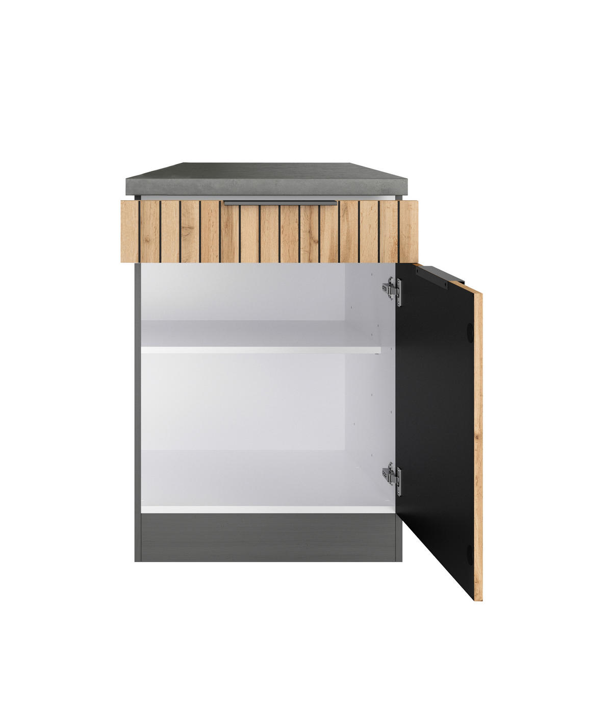 BÄNKSKÅP 60/86/60 cm  i grafitfärgad, ek Wotan  - ek Wotan/grafitfärgad, Basics, metall/trämaterial (60/86/60cm) - Held