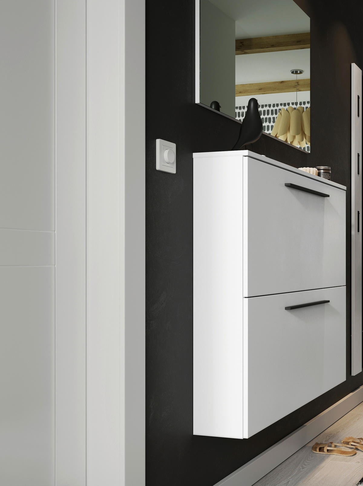GARDEROBE 3-teilig  in 130/200/19 cm  - Weiss, Basics, Glas/Holzwerkstoff (130/200/19cm)