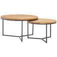 COUCHTISCH in Holz 60/60/37 cm  - Eichefarben/Schwarz, Design, Holz/Metall (60/60/37cm) - Linea Natura
