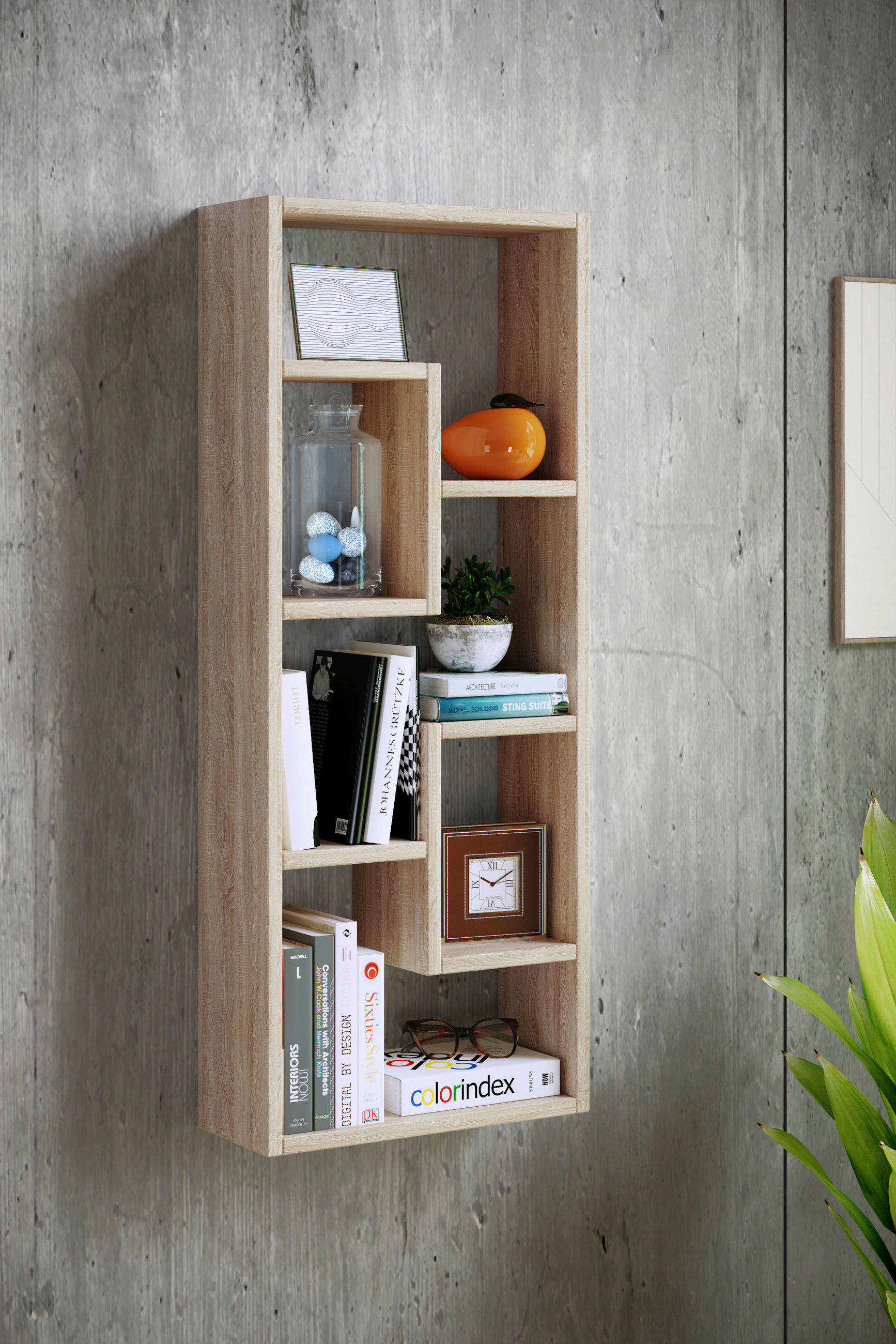 WANDREGAL 36/92/15 cm  - Honigeiche, Design, Holzwerkstoff (36/92/15cm) - MID.YOU