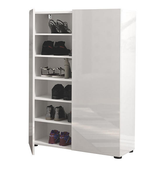 SCHUHSCHRANK Weiß - Schwarz/Weiß, Design, Holzwerkstoff/Kunststoff (80/115/34cm) - Xora