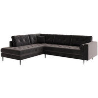 ECKSOFA Scott Anthrazit Flachgewebe  - Edelstahlfarben/Anthrazit, Design, Textil/Metall (259/206cm) - Livetastic