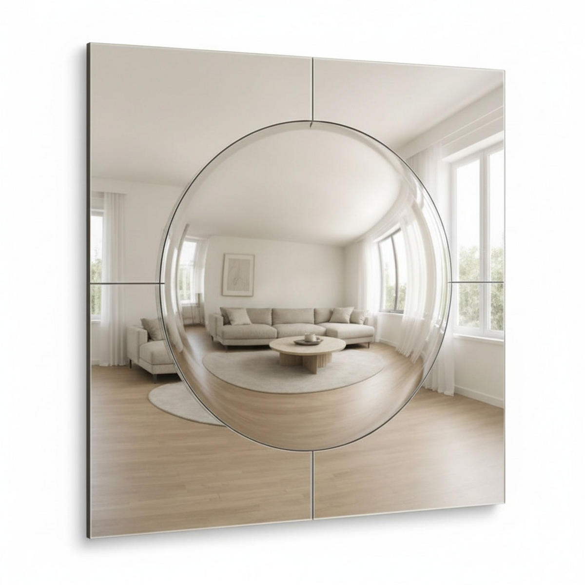 OGLEDALO ZIDNO  70/70/5 cm     - crna, Design, staklo/drvni materijal (70/70/5cm) - Novel