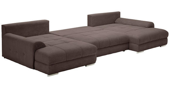 WOHNLANDSCHAFT  in Cord Graubraun  - Chromfarben/Graubraun, KONVENTIONELL, Kunststoff/Textil (180/376/180cm) - Carryhome