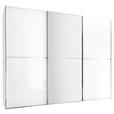 SCHWEBETÜRENSCHRANK 298/240/68 cm 3-türig Weiß  - Chromfarben/Weiß, Design, Glas/Holzwerkstoff (298/240/68cm) - Moderano