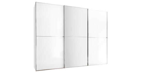 SCHWEBETÜRENSCHRANK 298/240/68 cm 3-türig Weiß  - Chromfarben/Weiß, Design, Glas/Holzwerkstoff (298/240/68cm) - Moderano