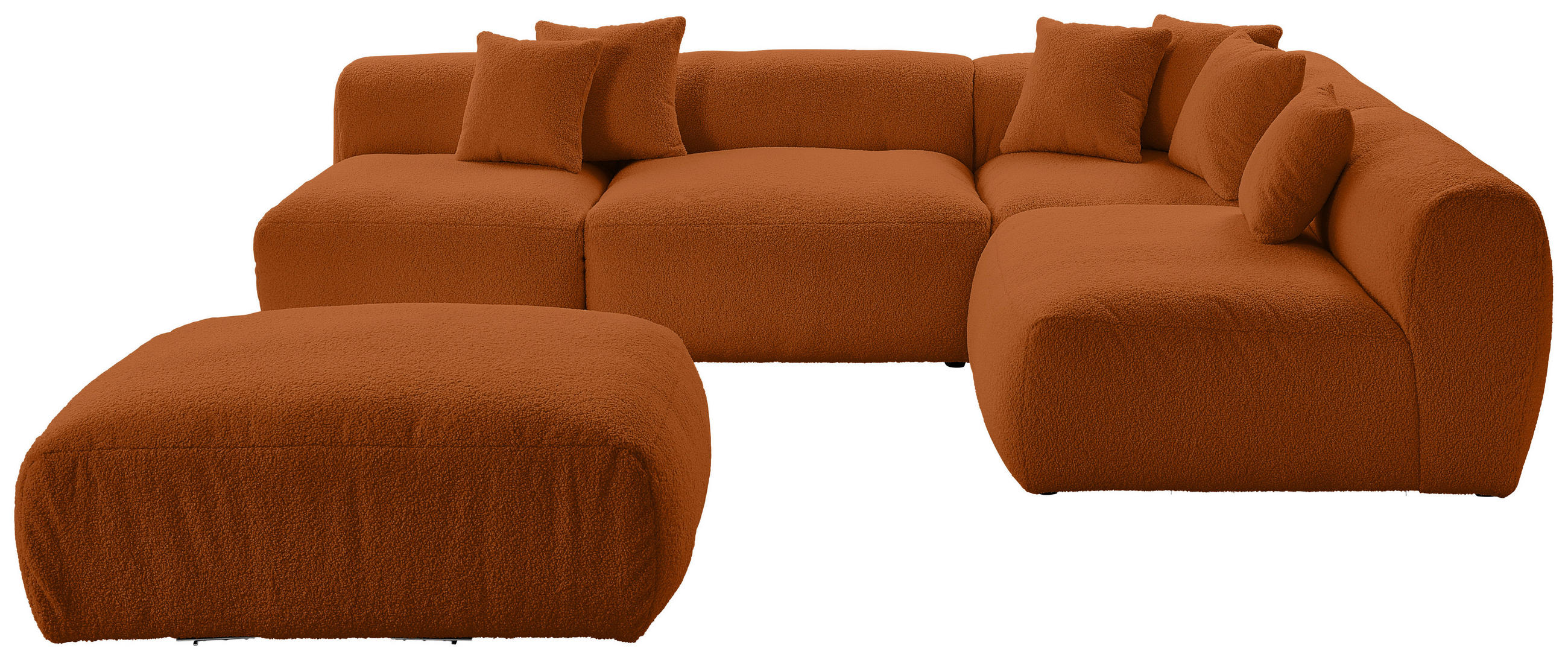 ECKSOFA inkl. Hocker BLOOM Rostfarben Flachgewebe, Teddystoff  - Rostfarben, Trend, Textil (300/215cm) - Livetastic