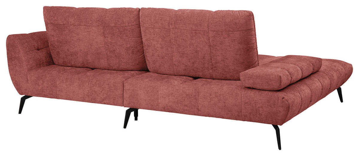 ECKSOFA Weinrot Flachgewebe Rücken echt, Sitztiefenverstellung  - Weinrot/Schwarz, KONVENTIONELL, Textil/Metall (211/273cm) - SetOne by Musterring