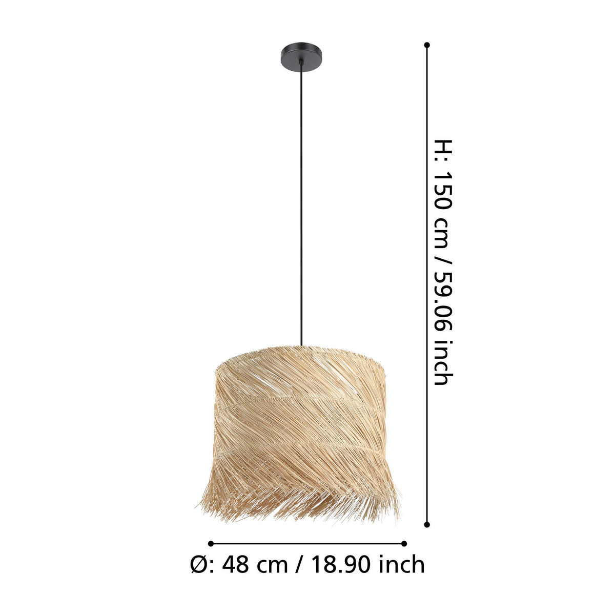 HÄNGELEUCHTE 48/150 cm    - Schwarz, Design, Metall (48/150cm) - Eglo