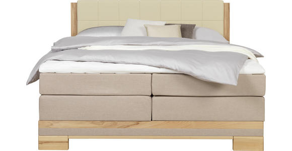 BOXSPRINGBETT 180/200 cm  in Buchefarben, Beige  - Beige/Buchefarben, Natur, Holz/Textil (180/200cm) - Linea Natura