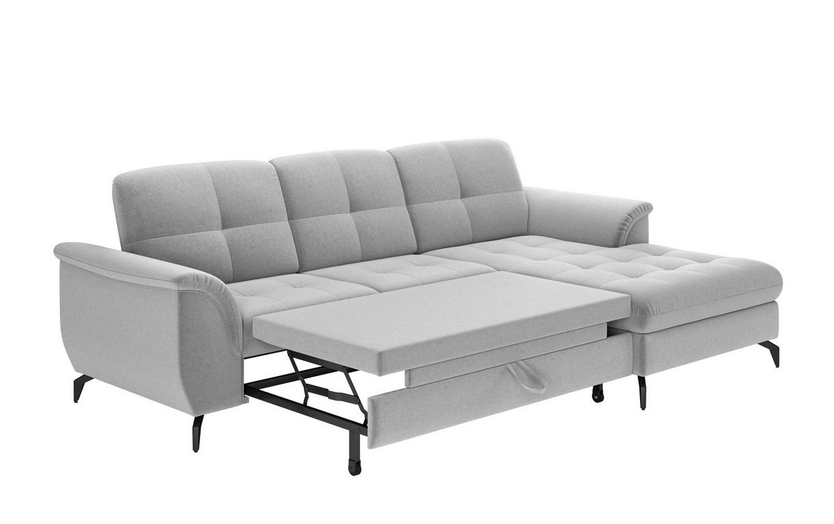 ECKSOFA in Flachgewebe Hellgrau  - Hellgrau/Schwarz, Modern, Textil/Metall (262/164cm) - Sit & More