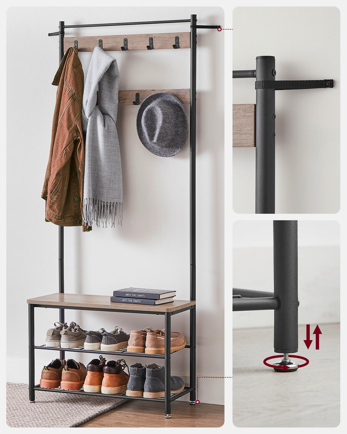 ŠATNA, 70/175/32 cm - šedá/černá, Trend, kov/kompozitní dřevo (70/175/32cm) - Boxxx