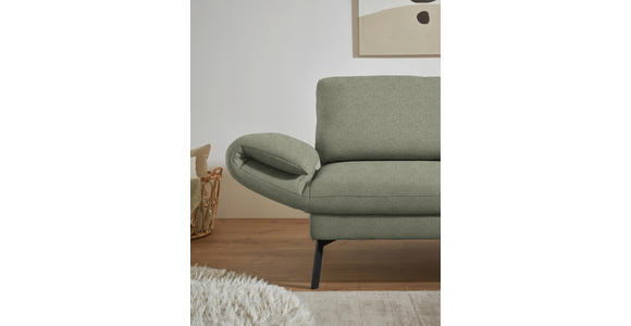 ECKSOFA  in Flachgewebe Salbeigrün Armteilverstellung, Relaxfunktion, Drehsitzfunktion  255-365/175-224 cm  - Salbeigrün/Schwarz, Design, Textil/Metall (255-365/175-224cm) - Dieter Knoll