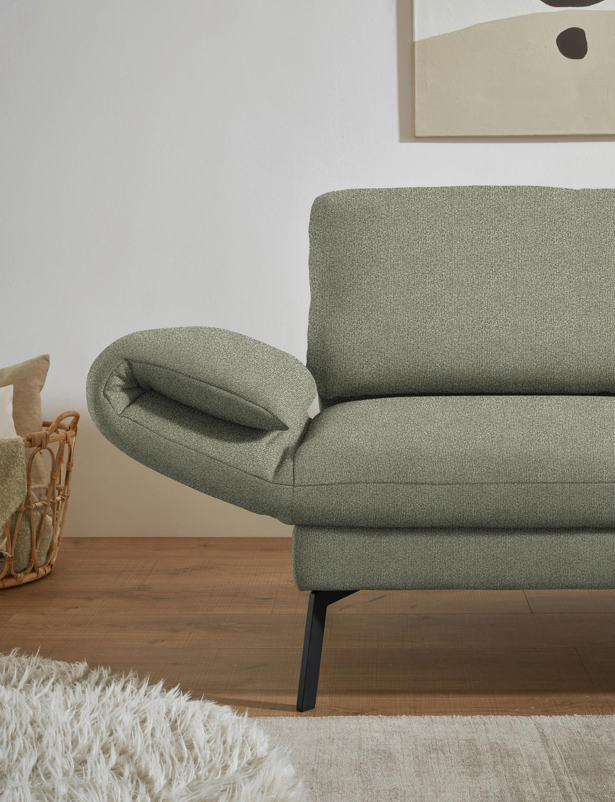 ECKSOFA  in Flachgewebe Salbeigrün  255-365/175-224 cm  - Salbeigrün/Schwarz, Design, Textil/Metall (255-365/175-224cm) - Dieter Knoll