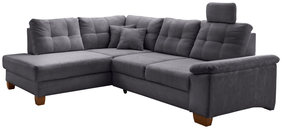 ECKSOFA in Cord Grau  - Naturfarben/Grau, Modern, Holz/Textil (206/274cm) - Livetastic