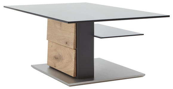 COUCHTISCH in Holz, Metall, Glas, Holzwerkstoff 85/85/43 cm - Edelstahlfarben/Fango, Design, Glas/Holz (85/85/43cm) - Moderano