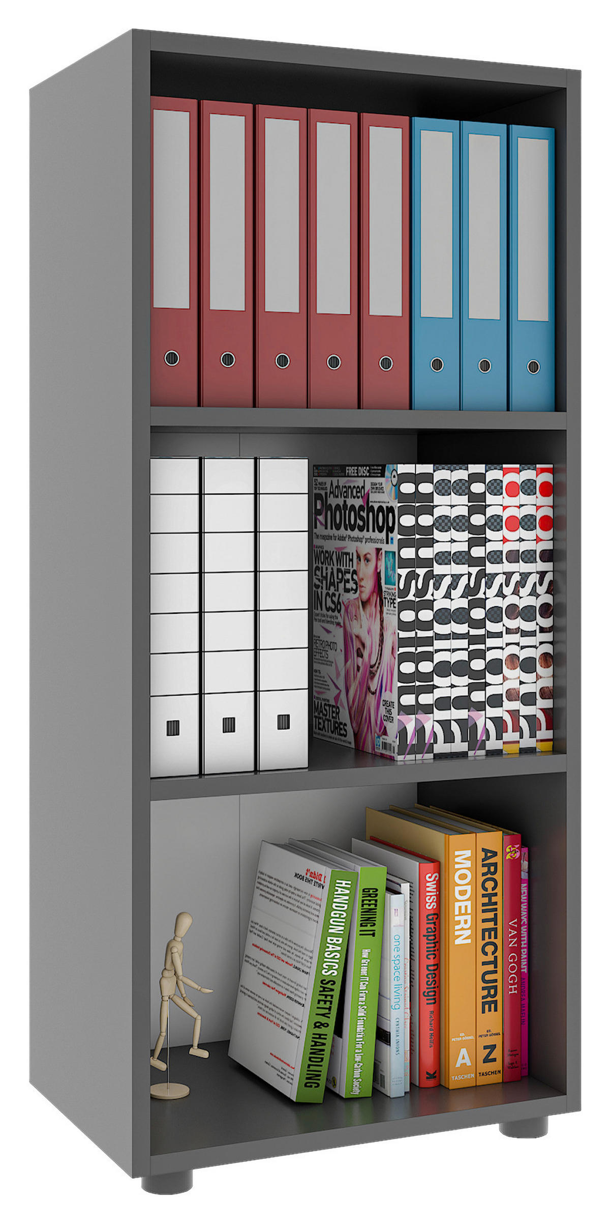 REGAL  49/108/32 cm Anthrazit  - Anthrazit/Schwarz, Modern, Holzwerkstoff/Kunststoff (49/108/32cm) - MID.YOU