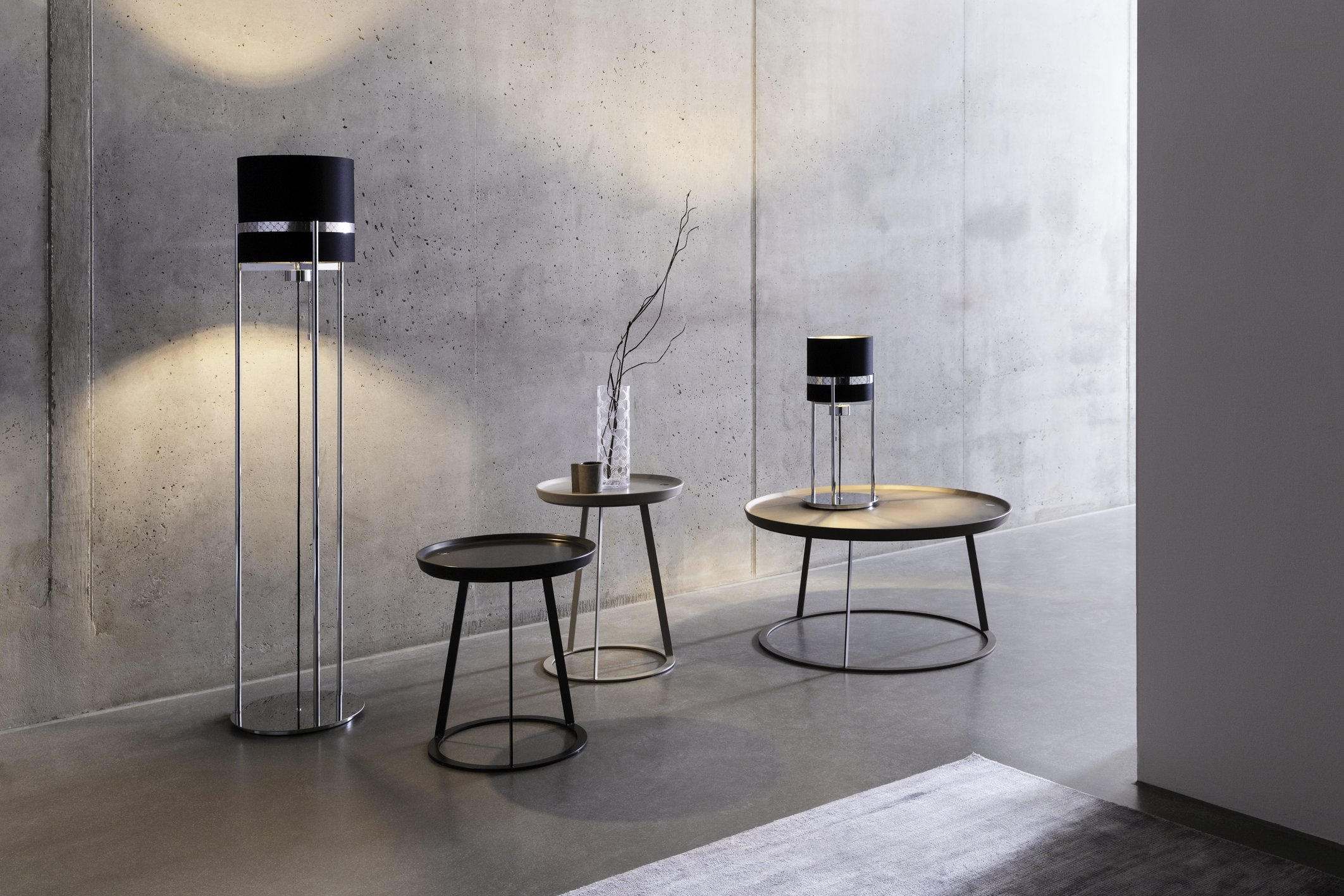DECKENLEUCHTE Round Lights 53/23 cm - Chromfarben/Schwarz, Design, Textil/Metall (53/23cm) - Joop!
