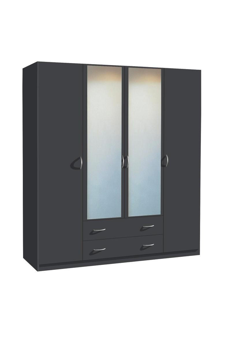 DREHTÜRENSCHRANK in Grau  - Silberfarben/Grau, Design, Glas/Holzwerkstoff (181/197/54cm) - Boxxx
